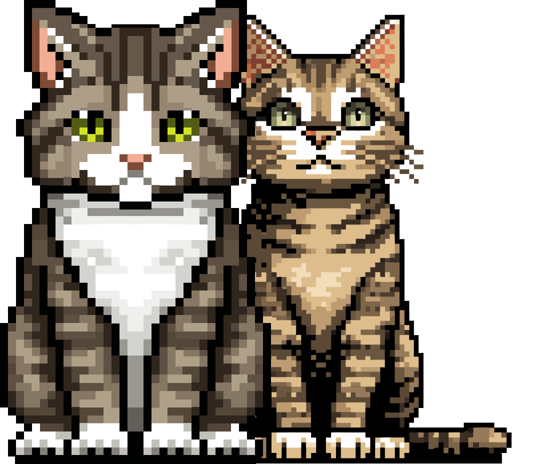 Pixel art portrait of Artisann’s two cats